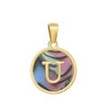 Pendentif doré en acier titane avec lettre U sur fond coloré pour collier 18k - U-Coquille Multicolore