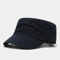 Detailed close-up of navy cotton military cap showing durable twill texture and stitching - Adjustable / Dark Blue