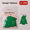 Étiquettes de Noël en forme de sapin vert foncé avec texte doré lot de 15 pièces - LY-1000 (Étiquette d'Arbre de Noël)