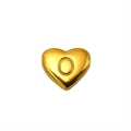Golden heart-shaped stainless steel pendant with letter charm and polished finish - Letter O Style (S-P143-O)