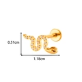 Gouden titanium slangenoorbellen met 11 witte zirkonen en een platte schroefsluiting - Slang Zirkonia Stijl (T2554-2#) / Goud