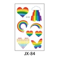 Tatouages temporaires pailletés arc-en-ciel avec motifs papillon et cœur modèle JX-84 - JX-84