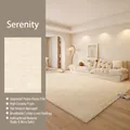 Cream colored waterproof rug with scratch-resistant texture and non-slip cotton linen back - S Persian Velvet - First Ripple / 120×160cm [brand New Waterproof Fabric]