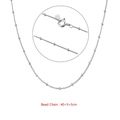 S925 sterling silver bead chain necklace with adjustable clasp and high polish finish - Bead Chain / 40+5+5cm / Platinum