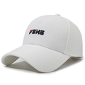 White baseball cap with FBXS 3D embroidery and cotton twill fabric for casual wear - Adjustable / White