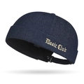 Donkerblauwe denim Miki Hat met gouden Music Club-borduurwerk en verstelbare riem - Marineblauw
