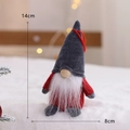 Grey hat Christmas gnome plush with antlers and size dimensions of 14x8cm - Grey Hat Red Clothes Long Beard Pendant (14cm)