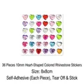 Self-adhesive 10mm colorful heart-shaped rhinestone stickers for DIY crafts, 36 pieces - 36 Pcs 10mm Colorful Heart Stickers