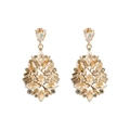 Boucles d'oreilles dorées champagne avec strass marquise au motif floral élégant - Champagne