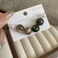 Détail du lot de boucles d'oreilles en argent 925 avec perles œil-de-chat et nacres - Style Perle Ronde Couleur Mixte / Tige en Argent - Marron - Vert
