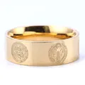 Gold Saint Benedict medal ring in polished stainless steel with wide band engraving - US 5 / Gold (07205)