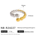 Detail specifications of 18K gold plated stainless steel beaded ring with 18mm diameter - Adjustable Open / Gold Silver Two-Tone Beaded Style (NB-R24227)