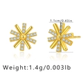 Dettaglio degli orecchini a fiore dorati da 1,1 cm con zirconi cubici e misure incluse - Orecchini A Lobo Micro-pavé Stella Radiante (KE0386)