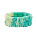 Bracciale assorbente in pile di corallo per lavare il viso in verde e giallo - Stile Fascia per Capelli (110#) / 1 Pezzo / Tie-Dye Verde & Giallo