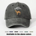 Cappellino da baseball in cotone lavato con logo Camel ricamato e cinturino grigio scuro - Taglia unica / Nero