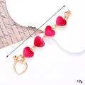Pink velvet heart zinc alloy phone chain with golden metal links and heart charms 14cm - Rose Red