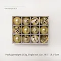 12-pack of 6cm gold Christmas ornaments featuring matte, glitter, and ribbed finishes - Zjnx613 (gold) 12-pack