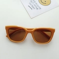 Fashionable girls' round sunglasses with bright orange frame and dark brown lenses - Yellow