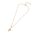 Gold stainless steel mermaid tail necklace with white pearls and adjustable clasp - 2# Fish Tail & Pearl / Gold