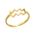 Minimalist gold Aquarius zodiac ring with open adjustable hollow wave design - Aquarius