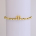 18k gold plated brass beaded elastic bracelet featuring an Aries zodiac charm - Aries