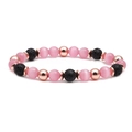 Dettaglio del bracciale con pietre occhio di gatto rosa, lava nera e inserti in oro rosa - 309 Occhio di Gatto con Perle di Rame Oro Rosa