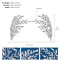 Specifiche dettagliate delle dimensioni per corona da sposa in strass argento con misure - Tiara Stile Foglia (TS-J3182S)