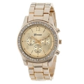 Gouden Geneva horloge in zakelijke stijl met kristallen lunette en decoratieve wijzerplaat - Zwart Zonder Diamanten
