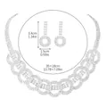 Sparkling crystal flower necklace and earring set with detailed size dimensions shown - Teardrop Style (DTN14027004S)