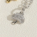 Silver mushroom pendant necklace with white zircon pavé and sleek metallic finish - Mushroom Design-Platinum (XL2573-2)