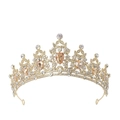 Detailed close-up of luxury gold crown featuring champagne gems and sparkling crystals - Gold / Champagne Gemstone