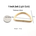 Hellgoldene 38mm Metall D-Ring Schnalle für Taschen und Kleidung mit 3,8mm Drahtstärke - 1.5 Zoll (Innen 38mm) / Hellgold