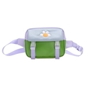 Colorful patchwork crossbody bag with daisy flower embroidery and purple strap for kids - Purple Flower