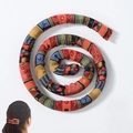Ethnic pattern bendable hair tie for high ponytail with colorful spiral lock design - Single Hair Tie / Ethnic Red