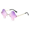 Fashion mushroom-shaped sunglasses with purple pink gradient lenses and gold frame C15 - Purple to Pink Gradient