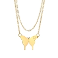 Double-layered 18K gold plated stainless steel necklace featuring a butterfly pendant - Letter O Butterfly Pendant Style