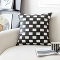 Luxury black and white checkerboard pillow cover on a beige sofa for home decor - Black Series Faux Leather Pillow Cover 13