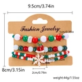 Vue détaillée du lot de 4 bracelets de Noël perlés avec clochettes et breloques flocon - Mélange Rouge Vert Blanc-Cloche Flocon de Neige