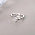 Elegant S925 silver C-letter open ring with micro-set zircons and a sparkling diamond accent - Letter C