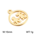 Golden cutout circular charm with cartoon boy and girl holding hands, 15mm diameter - Gold Style 10 (KLJ2371-Z)