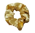 Elegant large golden satin fabric scrunchie with a glossy silk finish for hair - Gold Yellow