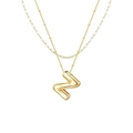 Goldene Doppelhalskette mit Perlenkette und Z-Initialen-Anhänger im Bubble-Design - Doppelte Büroklammerkette Z / Gold