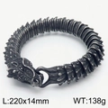 Bracelet tête de dragon vintage pour homme en acier inoxydable sculpté 220x14mm - Noir Vintage (KB165232-KJX)