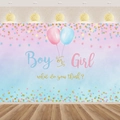 36-inch Gender Reveal party backdrop in pink and blue watercolor with gold glitter accents - Gender Reveal Backdrop (Style A)