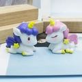 Cute pink and purple resin unicorn cake toppers for birthday dessert table decor - Purple And Pink Eyes Closed