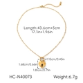 Detail shot of heart pendant necklace showing dimensions 43.6cm length and 6.7g weight - Gold Heart Pendant With Dark Gem And Beaded Chain (HC-N40073)