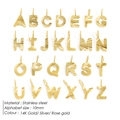 14K gold plated stainless steel 26 English alphabet letter charms for jewelry making - Set of 26 Letters / Gold