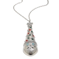 Silberner Weihnachtsbaum und Weihnachtsmann Anhänger mit bunten Edelsteinen - Weihnachtsmütze Bunter Strassanhänger (Stahlfarbe) / Silber