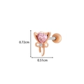 Pink heart zircon bow stud earrings in rose gold finish with screw back closure - 1# Rose Gold (Bowknot Heart)