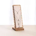 Bamboo wood necklace display stand with beige velvet inlay and 27cm height dimension - Walnut Color Base - Beige Velvet